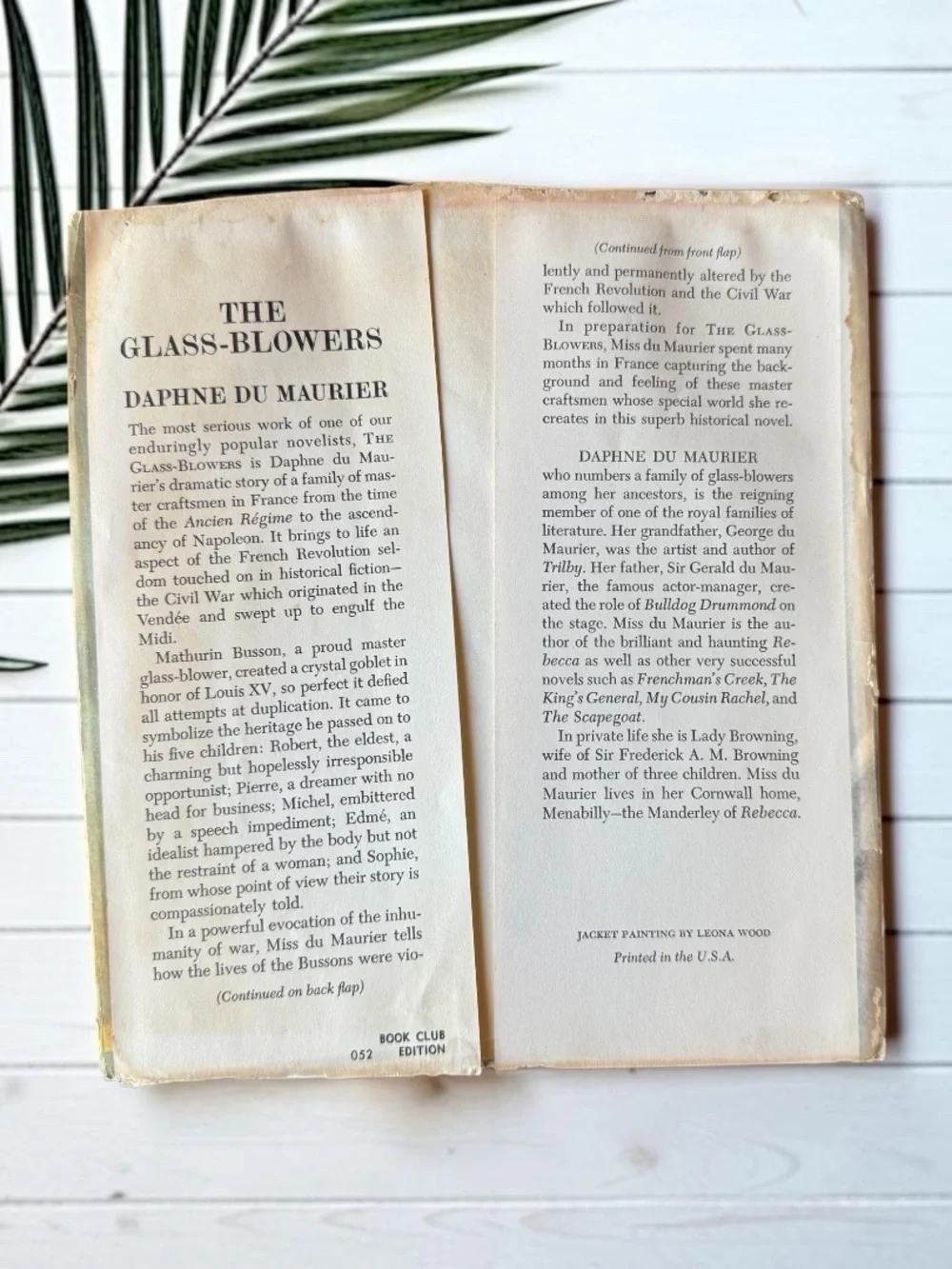 Daphne du Maurier The Glass-Blowers Vintage Hardcover Book Club Edition